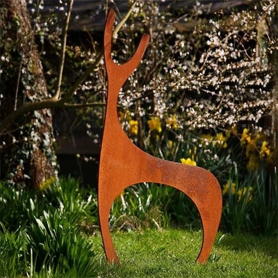 تزئینات باغ فلزی معاصر کورتن استیل مجسمه چمن گوزن